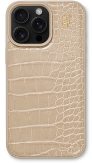 iDeal of Sweden Vegan Leather Backcover voor de Apple iPhone 16 Pro - Warm Beige Croco