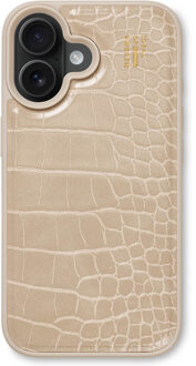 iDeal of Sweden Vegan Leather Backcover voor de Apple iPhone 16 - Warm Beige Croco