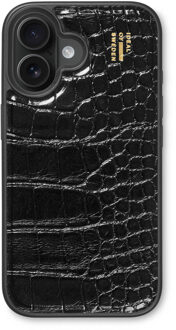 iDeal of Sweden Vegan Leather MagSafe Backcover voor de Apple iPhone 17 - Black Croco Zwart