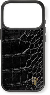 iDeal of Sweden Vegan Leather MagSafe Backcover voor de Apple iPhone 17 Pro - Black Croco Zwart