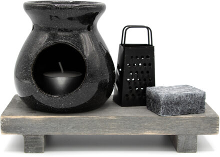 Ideas 4 Seasons Amberblokjes/geurblokjes cadeauset 4-delig - musk geur - inclusief geurbrander en rasp