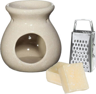 Ideas 4 Seasons Amberblokjes/geurblokjes cadeauset - cashmere geur - inclusief geurbrander en mini rasp