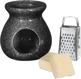 Ideas 4 Seasons Amberblokjes/geurblokjes cadeauset - cashmere geur - inclusief geurbrander en mini rasp