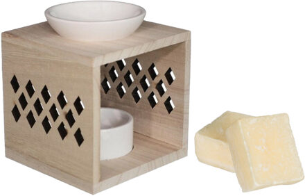 Ideas 4 Seasons Amberblokjes/geurblokjes cadeauset - cashmere geur - inclusief geurbrander