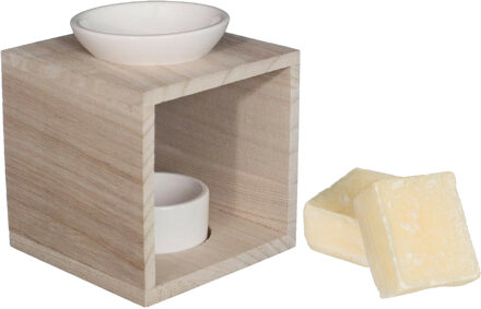 Ideas 4 Seasons Amberblokjes/geurblokjes cadeauset - cashmere geur - inclusief geurbrander