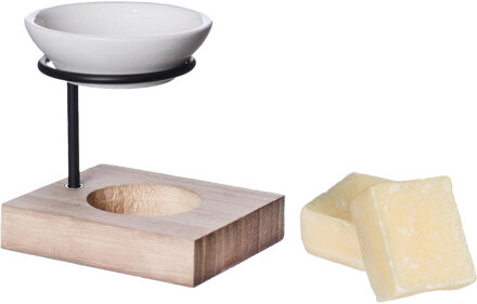 Ideas 4 Seasons Amberblokjes/geurblokjes cadeauset - cashmere geur - inclusief geurbrander