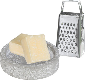 Ideas 4 Seasons Amberblokjes/geurblokjes cadeauset - cashmere geur - inclusief schaaltje en mini rasp