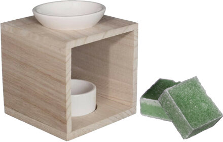 Ideas 4 Seasons Amberblokjes/geurblokjes cadeauset - dennen geur - inclusief geurbrander