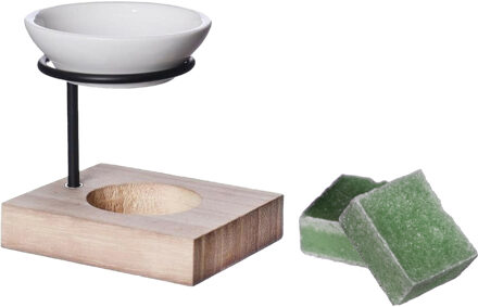 Ideas 4 Seasons Amberblokjes/geurblokjes cadeauset - dennen geur - inclusief geurbrander