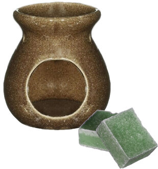 Ideas 4 Seasons Amberblokjes/geurblokjes cadeauset - dennen geur - inclusief geurbrander