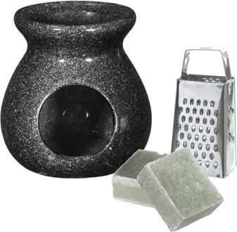 Ideas 4 Seasons Amberblokjes/geurblokjes cadeauset - eucalyptus geur - inclusief geurbrander en mini rasp