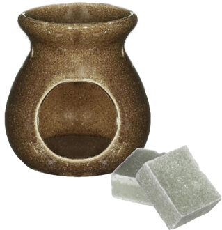 Ideas 4 Seasons Amberblokjes/geurblokjes cadeauset - eucalyptus geur - inclusief geurbrander