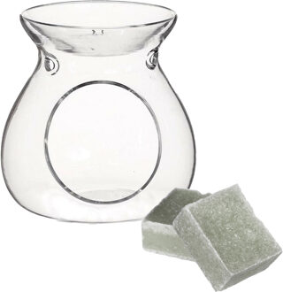 Ideas 4 Seasons Amberblokjes/geurblokjes cadeauset - eucalyptus geur - inclusief geurbrander