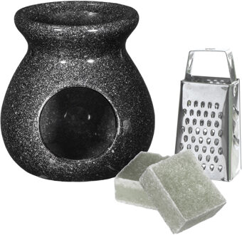 Ideas 4 Seasons Amberblokjes/geurblokjes cadeauset - jasmijn geur - inclusief geurbrander en mini rasp