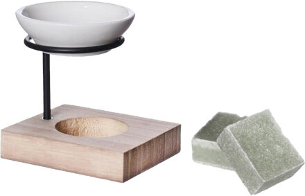 Ideas 4 Seasons Amberblokjes/geurblokjes cadeauset - jasmijn geur - inclusief geurbrander