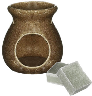 Ideas 4 Seasons Amberblokjes/geurblokjes cadeauset - jasmijn geur - inclusief geurbrander