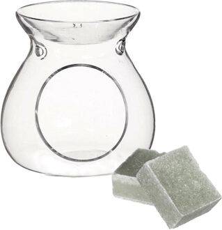 Ideas 4 Seasons Amberblokjes/geurblokjes cadeauset - jasmijn geur - inclusief geurbrander