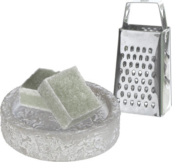 Ideas 4 Seasons Amberblokjes/geurblokjes cadeauset - jasmijn geur - inclusief schaaltje en mini rasp