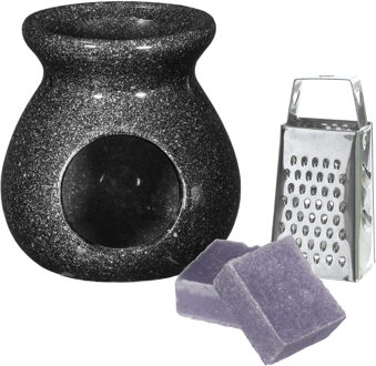 Ideas 4 Seasons Amberblokjes/geurblokjes cadeauset - lavendel geur - inclusief geurbrander en mini rasp