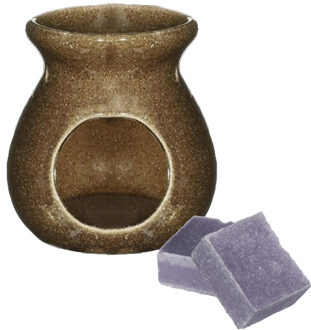 Ideas 4 Seasons Amberblokjes/geurblokjes cadeauset - lavendel geur - inclusief geurbrander