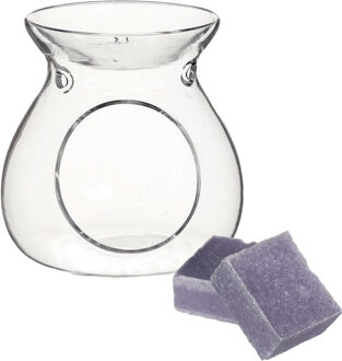 Ideas 4 Seasons Amberblokjes/geurblokjes cadeauset - lavendel geur - inclusief geurbrander