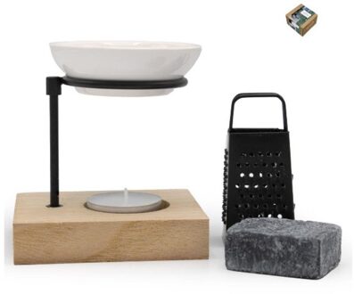 Ideas 4 Seasons Amberblokjes/geurblokjes cadeauset - musk geur - incl geurbrander en rasp - Amberblokjes