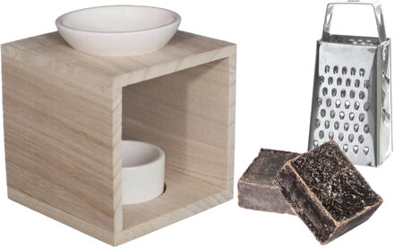 Ideas 4 Seasons Amberblokjes/geurblokjes cadeauset - musk geur - inclusief geurbrander en mini rasp