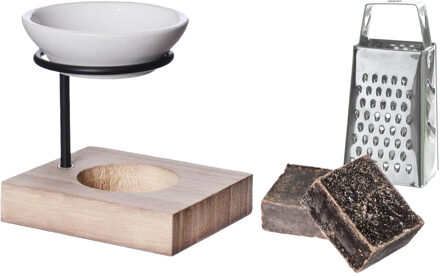 Ideas 4 Seasons Amberblokjes/geurblokjes cadeauset - musk geur - inclusief geurbrander en mini rasp