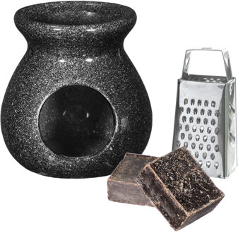 Ideas 4 Seasons Amberblokjes/geurblokjes cadeauset - musk geur - inclusief geurbrander en mini rasp