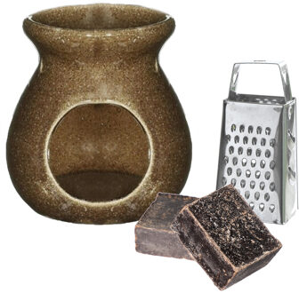 Ideas 4 Seasons Amberblokjes/geurblokjes cadeauset - musk geur - inclusief geurbrander en mini rasp