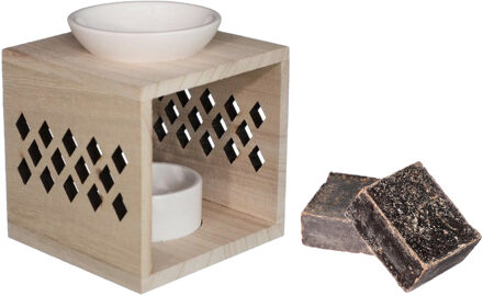 Ideas 4 Seasons Amberblokjes/geurblokjes cadeauset - musk geur - inclusief geurbrander - Geurbranders