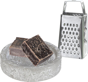 Ideas 4 Seasons Amberblokjes/geurblokjes cadeauset - musk geur - inclusief schaaltje en mini rasp