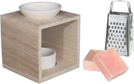 Ideas 4 Seasons Amberblokjes/geurblokjes cadeauset - roos geur - inclusief geurbrander en mini rasp