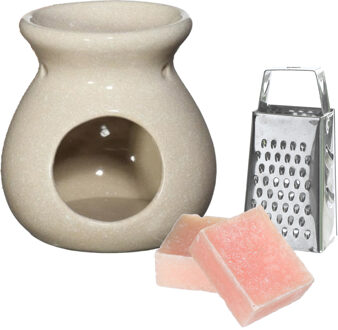 Ideas 4 Seasons Amberblokjes/geurblokjes cadeauset - roos geur - inclusief geurbrander en mini rasp