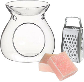 Ideas 4 Seasons Amberblokjes/geurblokjes cadeauset - roos geur - inclusief geurbrander en mini rasp