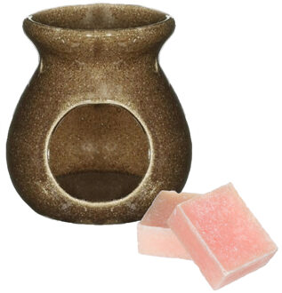 Ideas 4 Seasons Amberblokjes/geurblokjes cadeauset - roos geur - inclusief geurbrander