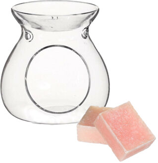 Ideas 4 Seasons Amberblokjes/geurblokjes cadeauset - roos geur - inclusief geurbrander