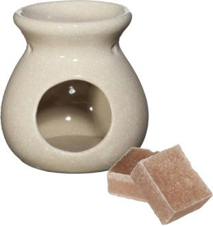 Ideas 4 Seasons Amberblokjes/geurblokjes cadeauset - sandelhout geur - inclusief geurbrander