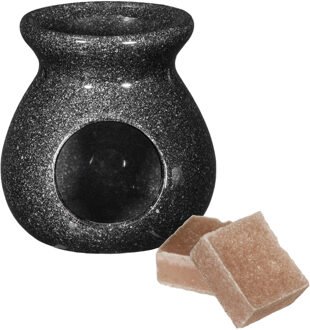 Ideas 4 Seasons Amberblokjes/geurblokjes cadeauset - sandelhout geur - inclusief geurbrander