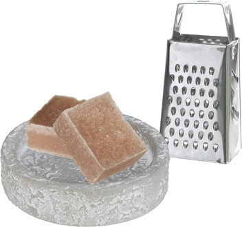 Ideas 4 Seasons Amberblokjes/geurblokjes cadeauset - sandelhout geur - inclusief schaaltje en mini rasp