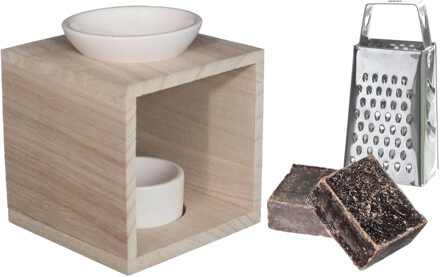 Ideas 4 Seasons Amberblokjes/geurblokjes cadeauset - ylang ylang geur - inclusief geurbrander en mini rasp