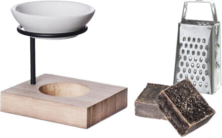 Ideas 4 Seasons Amberblokjes/geurblokjes cadeauset - ylang ylang geur - inclusief geurbrander en mini rasp
