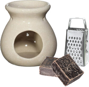 Ideas 4 Seasons Amberblokjes/geurblokjes cadeauset - ylang ylang - inclusief geurbrander en mini rasp - Geurbranders Zwart