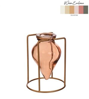 Ideas 4 Seasons Bloemenvaas Breeze amber Ø8,5xH11cm oranje