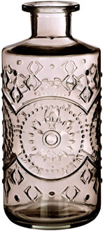 Ideas 4 Seasons Bloemenvaas/flesvaas Berlin - met motief - helder glas - smoke grijs - D9 x H21 cm