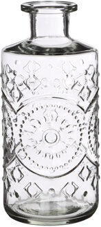 Ideas 4 Seasons Bloemenvaas/flesvaas Berlin - met motief - helder glas - transparant - D9 x H21 cm