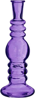 Ideas 4 Seasons Bloemenvaas Florence - paars glas - helder - D8,5 x H23 cm - Vazen