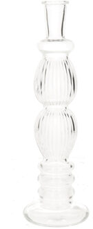 Ideas 4 Seasons Bloemenvaas Florence - voor kleine stelen/boeketten - transparant glas - ribbel - D9 x H28 cm