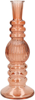 Ideas 4 Seasons Bloemenvaas Florence - zacht oranje glas - ribbel - D8,5 x H23 cm - Vazen