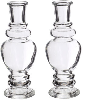 Ideas 4 Seasons Bloemenvaas Venice - 2x - kleine stelen/boeketten - gekleurd glas - helder transparant - D5,7 x H15